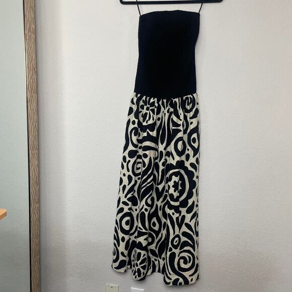 The Wolf Gang Alyss Maxi Dress Noir Floral Black Strapless Low Waisted Sz Small - Picture 3 of 8